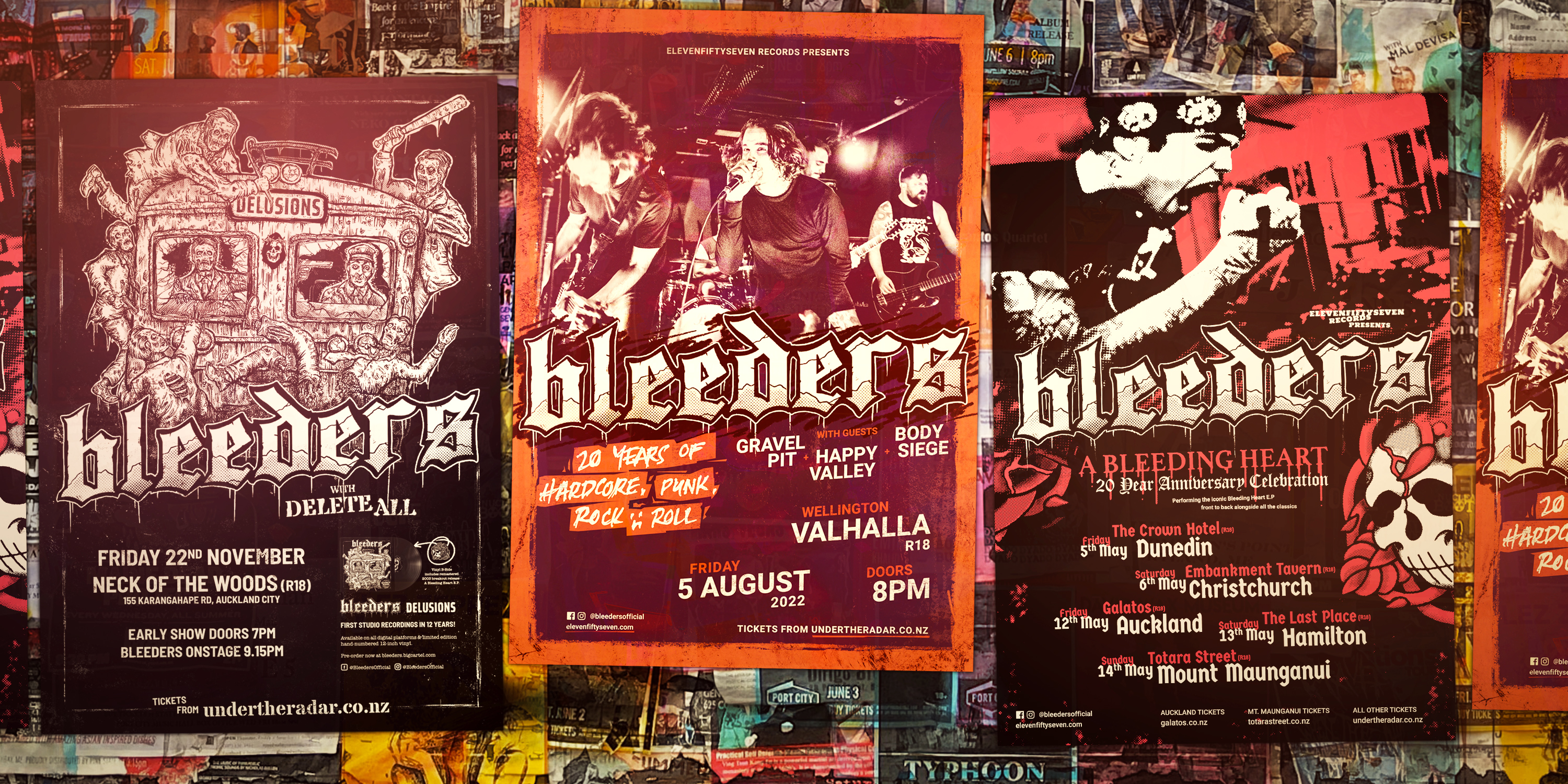 Bleeders - NZ Hardcore Punk Band Tour Poster Designs