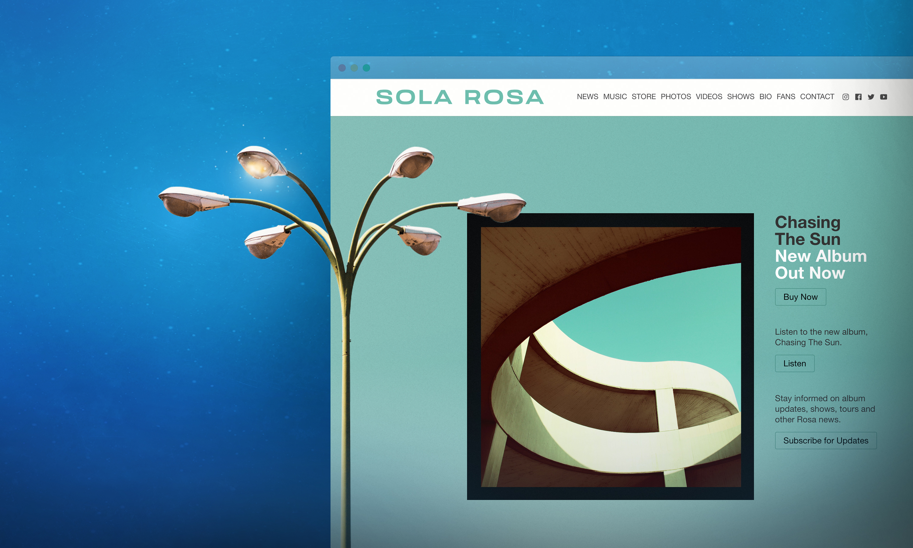 Sola Rosa album Chasing The Sun gatefold on gold vinyl, with website